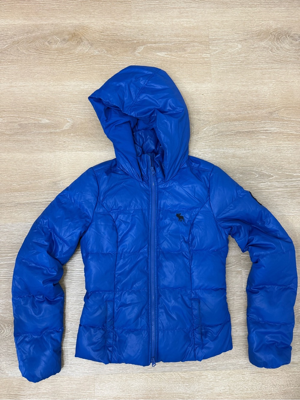 Abercrombie & Fitch Blue Puffer Jacket Hooded Full Zip Women’s Size M Coat